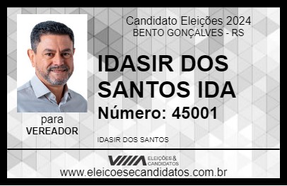 Candidato IDASIR DOS SANTOS IDA 2024 - BENTO GONÇALVES - Eleições