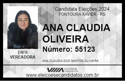 Candidato ANA CLAUDIA OLIVEIRA 2024 - FONTOURA XAVIER - Eleições