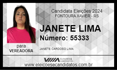 Candidato JANETE LIMA 2024 - FONTOURA XAVIER - Eleições