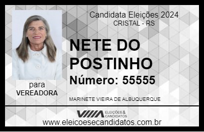 Candidato NETE DO POSTINHO 2024 - CRISTAL - Eleições