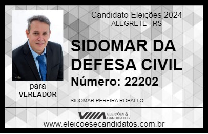 Candidato SIDOMAR ROBALLO 2024 - ALEGRETE - Eleições