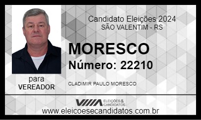 Candidato MORESCO 2024 - SÃO VALENTIM - Eleições