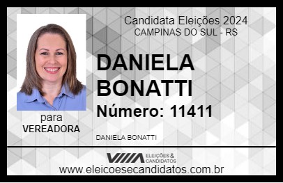 Candidato DANIELA BONATTI 2024 - CAMPINAS DO SUL - Eleições