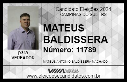 Candidato MATEUS BALDISSERA 2024 - CAMPINAS DO SUL - Eleições