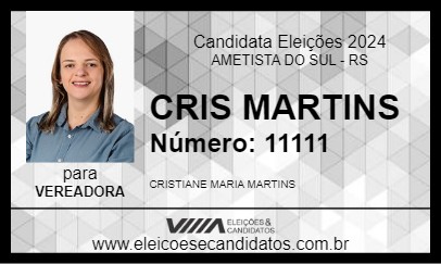 Candidato CRIS MARTINS 2024 - AMETISTA DO SUL - Eleições