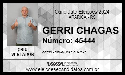 Candidato GERRI CHAGAS 2024 - ARARICÁ - Eleições