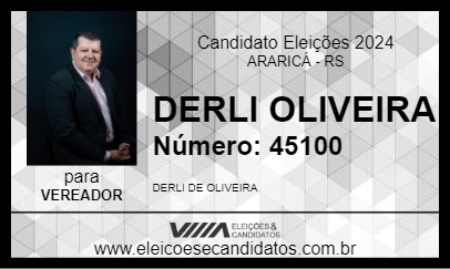 Candidato DERLI OLIVEIRA 2024 - ARARICÁ - Eleições