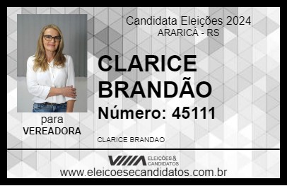 Candidato CLARICE BRANDÃO 2024 - ARARICÁ - Eleições