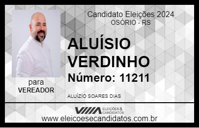 Candidato ALUÍZIO VERDINHO 2024 - OSÓRIO - Eleições