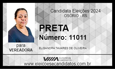 Candidato PRETA 2024 - OSÓRIO - Eleições