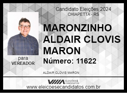 Candidato MARONZINHO ALDAIR CLOVIS MARON 2024 - CHIAPETTA - Eleições