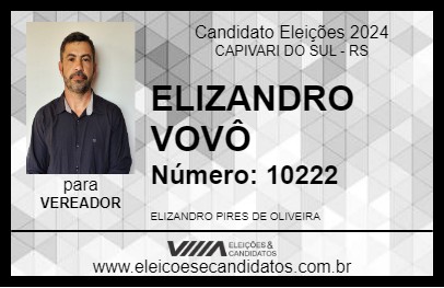 Candidato ELIZANDRO VOVÔ 2024 - CAPIVARI DO SUL - Eleições