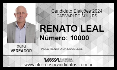 Candidato RENATO LEAL 2024 - CAPIVARI DO SUL - Eleições