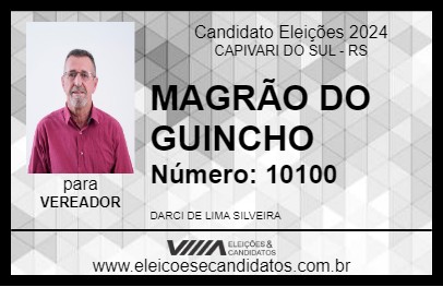 Candidato MAGRÃO DO GUINCHO 2024 - CAPIVARI DO SUL - Eleições