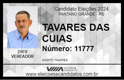 Candidato TAVARES DAS CUIAS 2024 - PANTANO GRANDE - Eleições