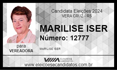 Candidato MARILISE ISER 2024 - VERA CRUZ - Eleições