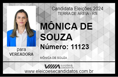 Candidato MÔNICA DE SOUZA 2024 - TERRA DE AREIA - Eleições