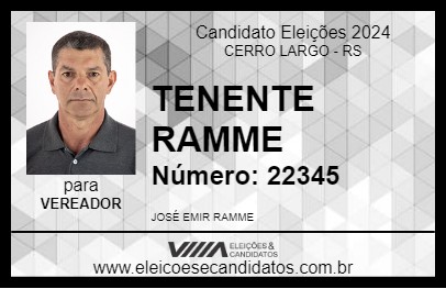 Candidato TENENTE RAMME 2024 - CERRO LARGO - Eleições