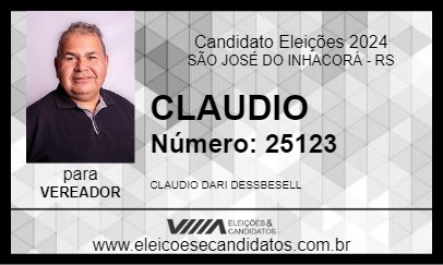 Candidato CLAUDIO 2024 - SÃO JOSÉ DO INHACORÁ - Eleições