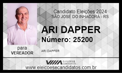 Candidato ARI DAPPER 2024 - SÃO JOSÉ DO INHACORÁ - Eleições