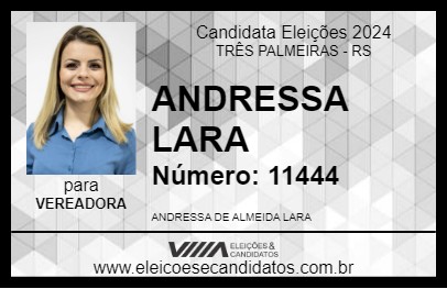 Candidato ANDRESSA LARA 2024 - TRÊS PALMEIRAS - Eleições