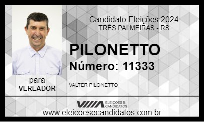 Candidato PILONETTO 2024 - TRÊS PALMEIRAS - Eleições