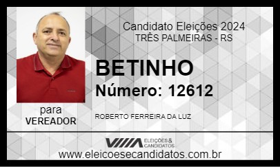 Candidato BETINHO 2024 - TRÊS PALMEIRAS - Eleições