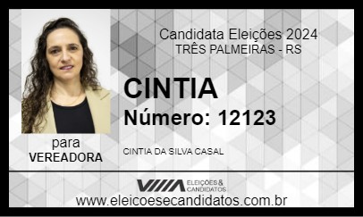 Candidato CINTIA 2024 - TRÊS PALMEIRAS - Eleições