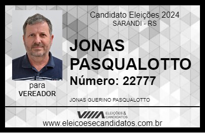 Candidato JONAS PASQUALOTTO 2024 - SARANDI - Eleições