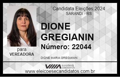 Candidato DIONE GREGIANIN 2024 - SARANDI - Eleições