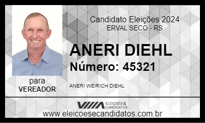 Candidato ANERI DIEHL 2024 - ERVAL SECO - Eleições