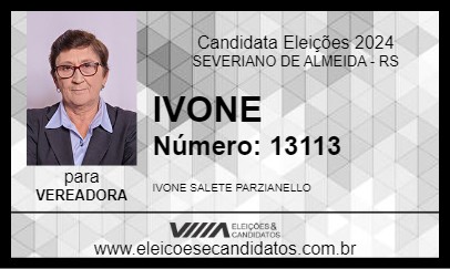 Candidato IVONE 2024 - SEVERIANO DE ALMEIDA - Eleições