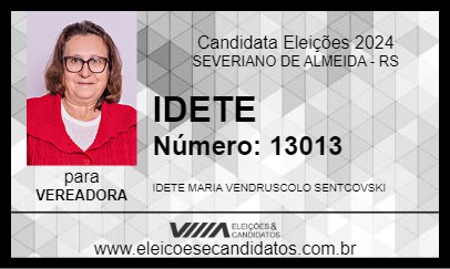 Candidato IDETE 2024 - SEVERIANO DE ALMEIDA - Eleições