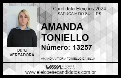 Candidato AMANDA TONIELLO 2024 - SAPUCAIA DO SUL - Eleições