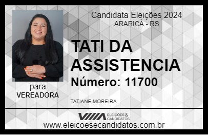 Candidato TATI DA ASSISTENCIA 2024 - ARARICÁ - Eleições