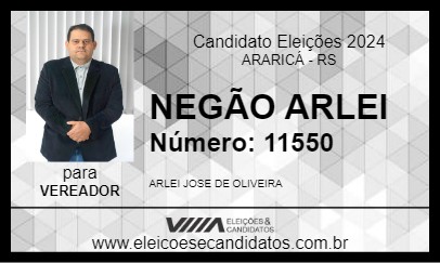 Candidato NEGÃO ARLEI 2024 - ARARICÁ - Eleições