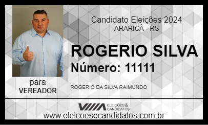 Candidato ROGERIO SILVA 2024 - ARARICÁ - Eleições