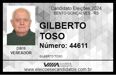 Candidato GILBERTO TOSO 2024 - BENTO GONÇALVES - Eleições