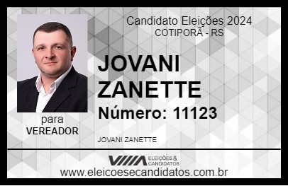 Candidato JOVANI ZANETTE 2024 - COTIPORÃ - Eleições