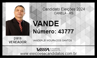 Candidato VANDE 2024 - CANELA - Eleições