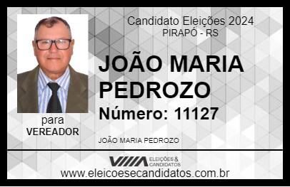 Candidato JOÃO MARIA PEDROZO 2024 - PIRAPÓ - Eleições