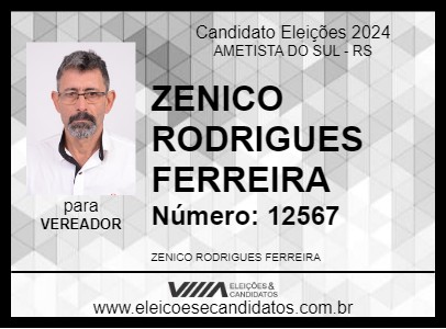 Candidato ZIRICO 2024 - AMETISTA DO SUL - Eleições