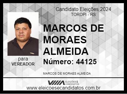 Candidato MARCOS DE MORAES ALMEIDA 2024 - TOROPI - Eleições