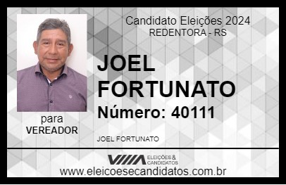 Candidato JOEL FORTUNATO 2024 - REDENTORA - Eleições