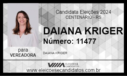 Candidato DAIANA KRIGER 2024 - CENTENÁRIO - Eleições