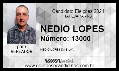 Candidato NEDIO LOPES 2024 - TAPEJARA - Eleições