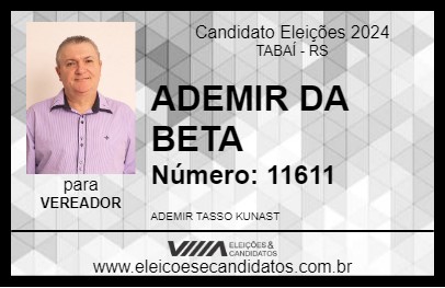 Candidato ADEMIR DA BETA 2024 - TABAÍ - Eleições