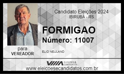 Candidato FORMIGAO 2024 - IBIRUBÁ - Eleições