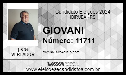 Candidato GIOVANI 2024 - IBIRUBÁ - Eleições