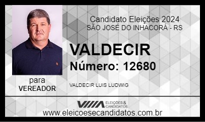 Candidato VALDECIR 2024 - SÃO JOSÉ DO INHACORÁ - Eleições